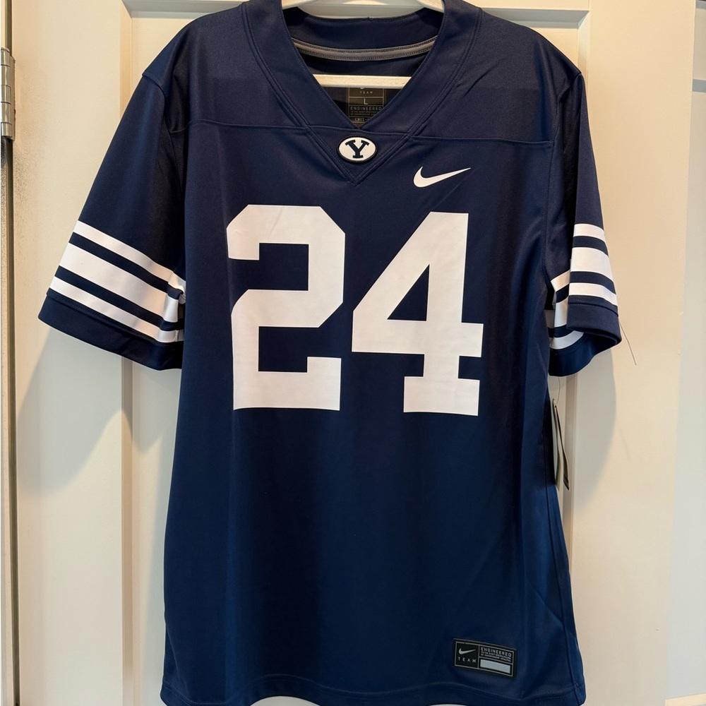 BYU Nike Men's Dark Blue and White Jersey size L